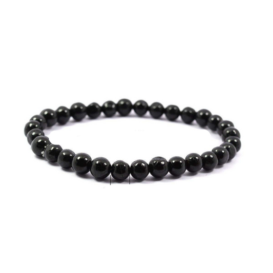 Pulsera Turmalina Negra Cuentas de 6 mm. Protección