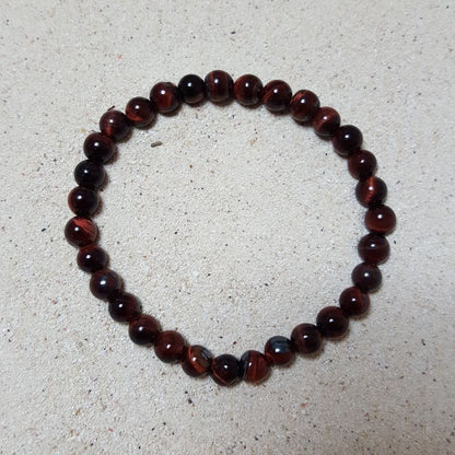 Pulsera Ojo de Tigre Rojo Cuentas de 6 mm. Motivación Fortuna - Caleidoscopio