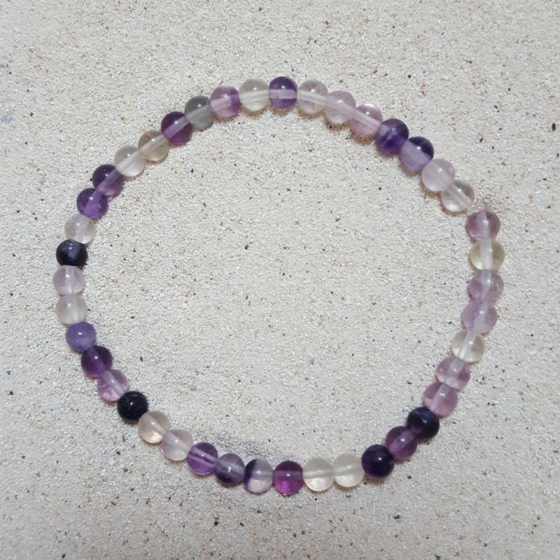 Pulsera Fluorita Morada Cuentas de 4 mm. Protección, Estructura - Caleidoscopio