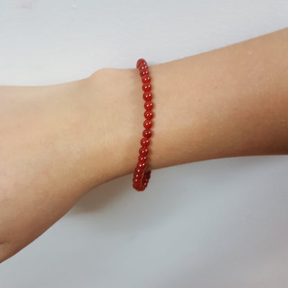 Pulsera de Cornalina Roja cuentas de 4 mm. Valor Creatividad Protección - Caleidoscopio