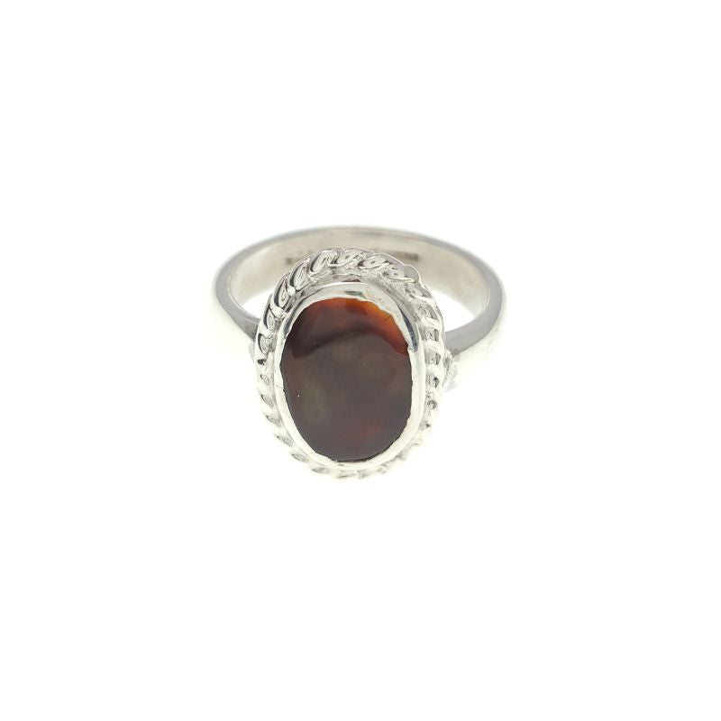 Anillo de Ágata de Fuego Plata 925 Talla 7.5 Modelo 432 - Caleidoscopio