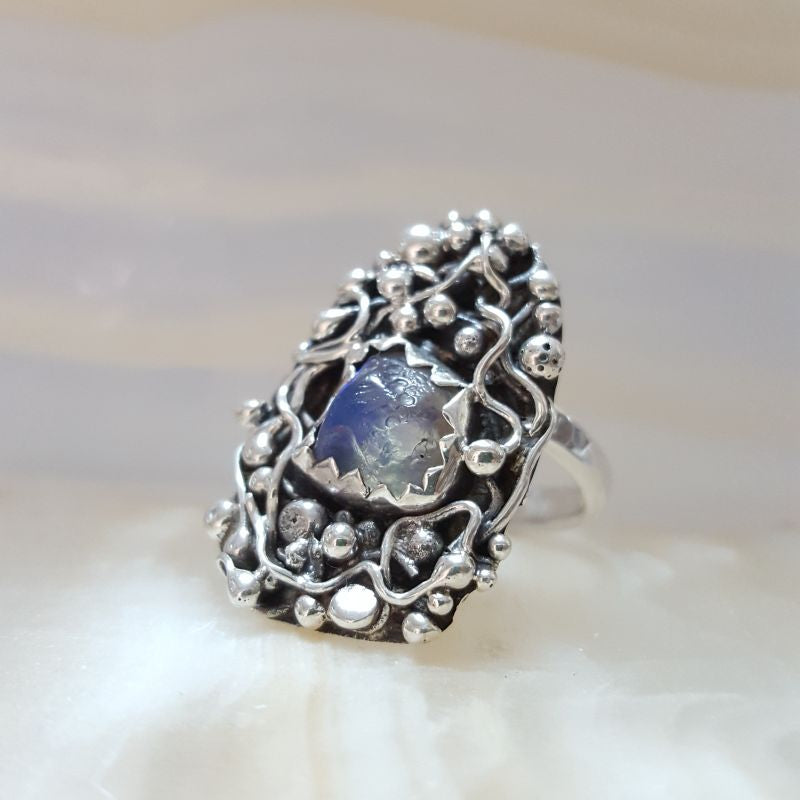 Anillo de Ópalo Azul Plata 925 Medida 6 Mod 1506 - Caleidoscopio