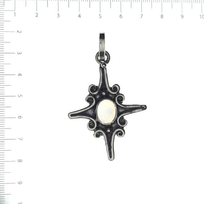 Dije de Plata 925 Estrella con Ópalo Blanco de fuego Dorado. - Caleidoscopio