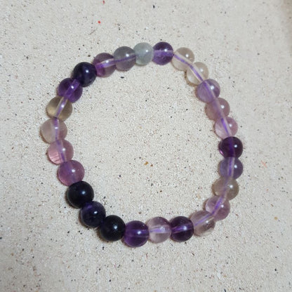 Pulsera Fluorita Morada Cuentas de 8 mm. Protección, Estructura - Caleidoscopio