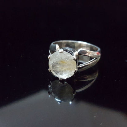 Anillo de Cuarzo Rutilado Dorado en Plata 925 Medida 6 - Caleidoscopio