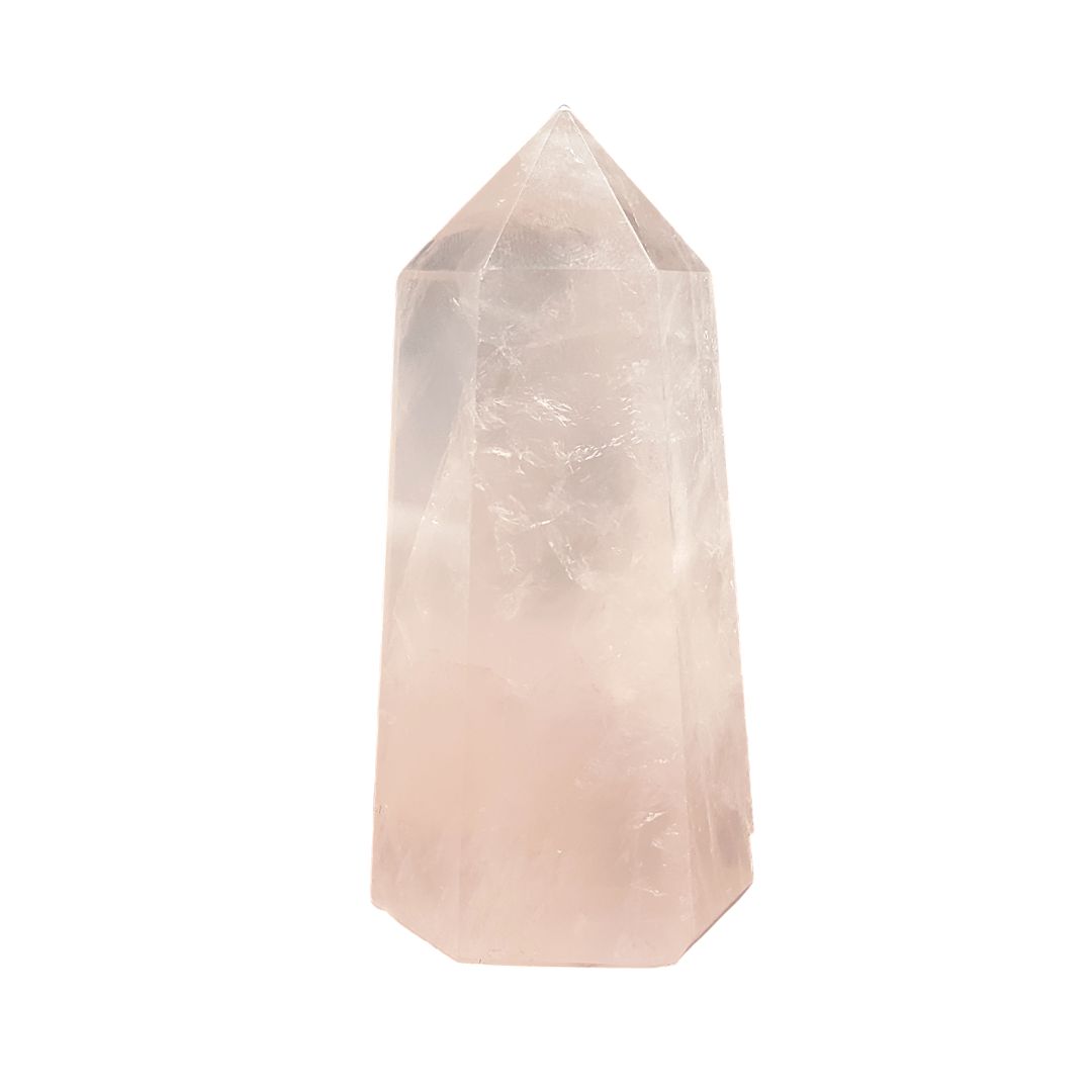 Punta Generador Cuarzo Rosa Natural 68 -78 g 6.4 - 6.8 cm alto