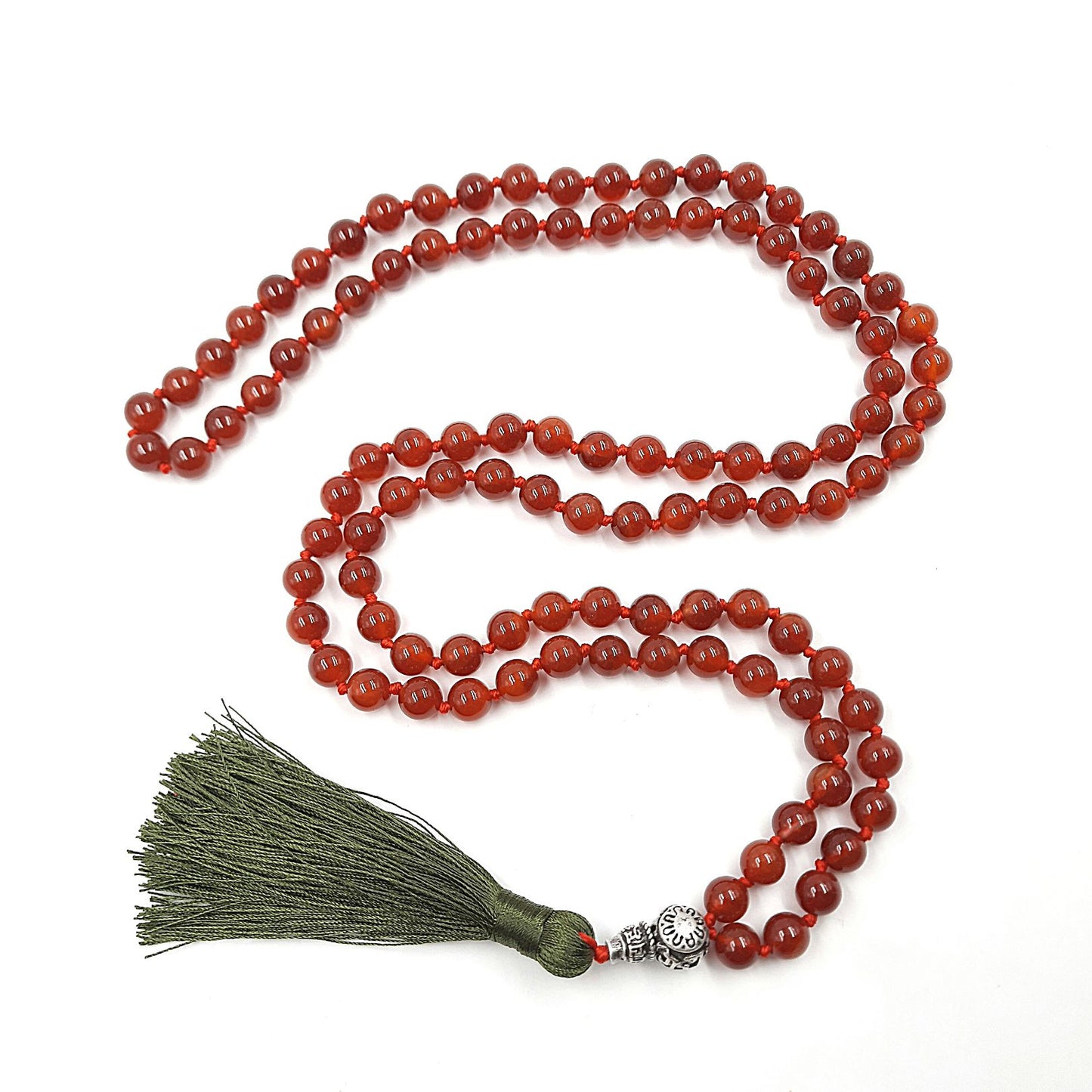 Japa Mala Ágata Cornalina 108 cuentas 8 mm Meditación