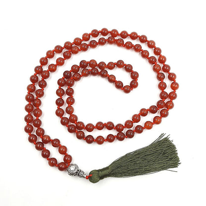 Japa Mala Ágata Cornalina 108 cuentas 8 mm Meditación