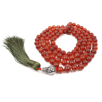 Japa Mala Ágata Cornalina 108 cuentas 8 mm Meditación