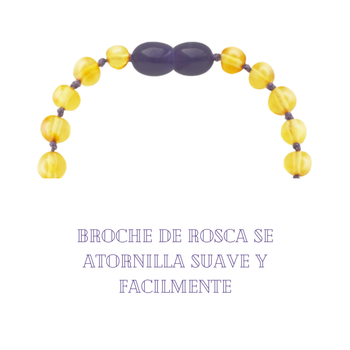 Pulsera Ámbar para Bebé con Cuarzo y jade Amatista. Certificado Dentición