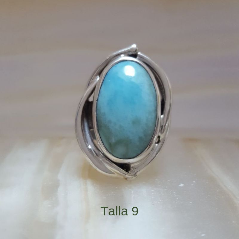 Anillo de Larimar AAA en Plata 925 Medida - Caleidoscopio