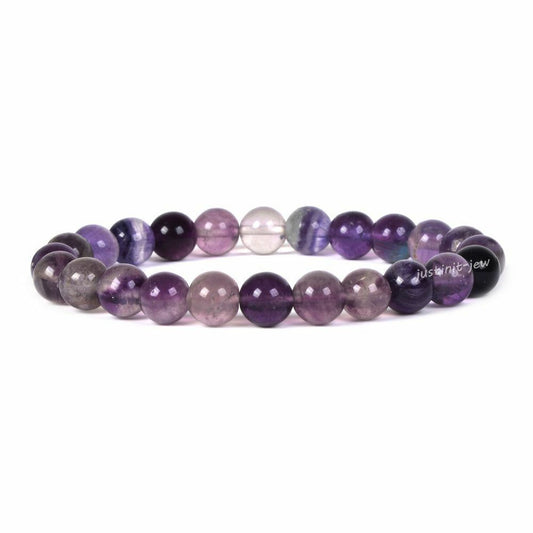 Pulsera Fluorita Morada Cuentas de 6 mm. Protección, Estructura - Caleidoscopio